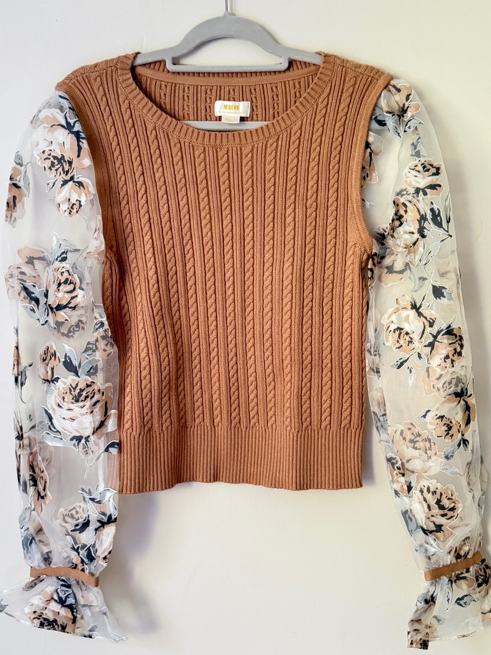 Anthropologie Romantic Floral Ruffle Sleeve Sweater | Size M